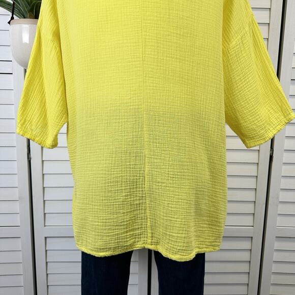 Bryn Walker Bax Tunic Top Yellow Incaberry Cotton Muslin Gauze‎ V-Neck Size XS - Picture 8 of 12